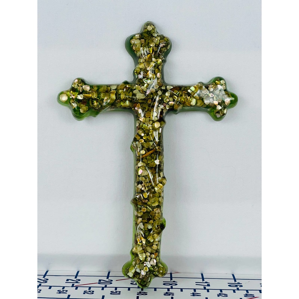 Lucite Mother of Pearl Christian Cross Crucifix Symbol of Faith & Hope VTG 8.25" - Picture 3 of 16